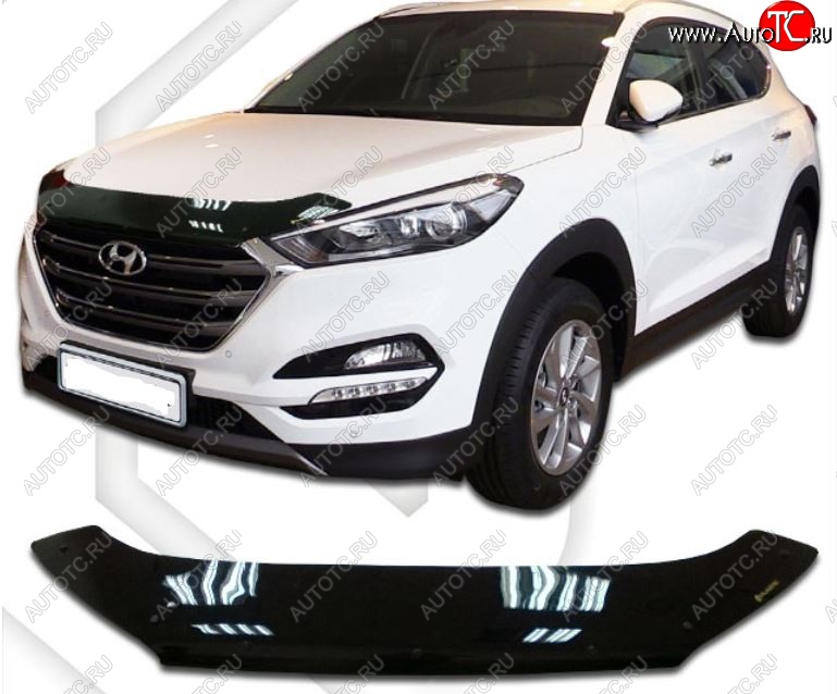 2 199 р. Дефлектор капота CA-Plastic  Hyundai Tucson  TL (2015-2021) дорестайлинг, рестайлинг (Classic черный, Без надписи)  с доставкой в г. Таганрог