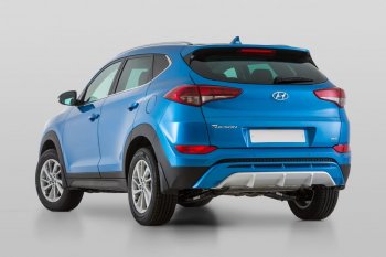 11 799 р. Накладка заднего бампера YT  Hyundai Tucson  TL (2015-2018) дорестайлинг (Неокрашенная)  с доставкой в г. Таганрог. Увеличить фотографию 4