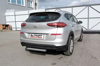 5 599 р. Защита заднего бампера Slitkoff (d57 мм)  Hyundai Tucson  TL (2018-2021) рестайлинг (Сталь с полимерным покрытием. Цвет: серебристый)  с доставкой в г. Таганрог. Увеличить фотографию 1