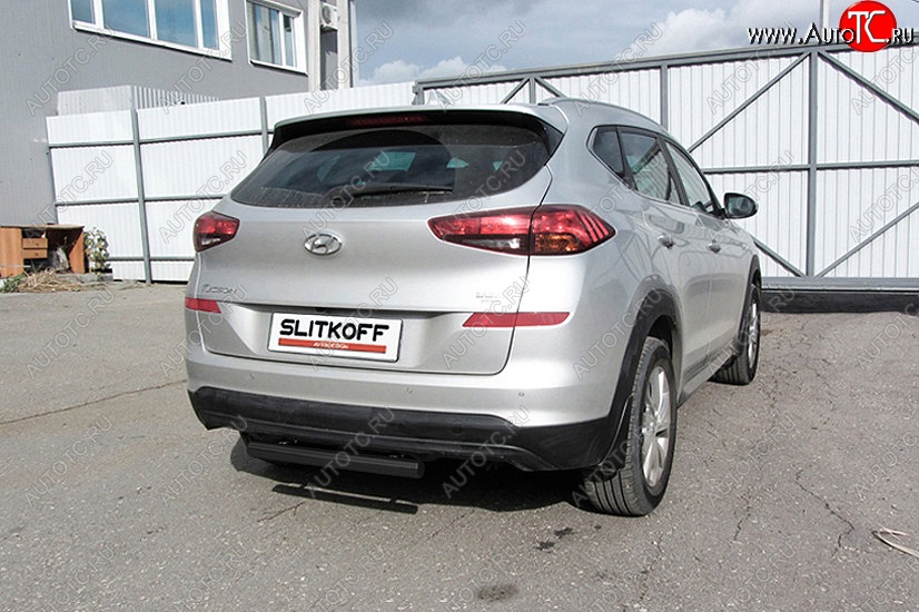 5 599 р. Защита заднего бампера Slitkoff (d57 мм)  Hyundai Tucson  TL (2018-2021) рестайлинг (Сталь с полимерным покрытием. Цвет: чёрный )  с доставкой в г. Таганрог