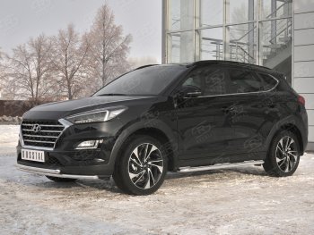 18 999 р. Защита переднего бампера (2 трубы Ø42 мм, нержавейка) SLITKOFF Hyundai Tucson TL рестайлинг (2018-2021)  с доставкой в г. Таганрог. Увеличить фотографию 3