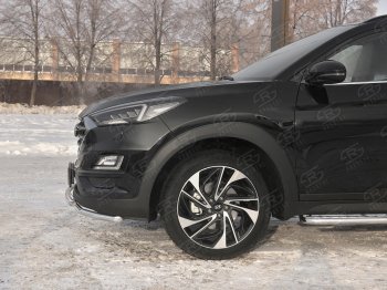 18 999 р. Защита переднего бампера (2 трубы Ø42 мм, нержавейка) SLITKOFF Hyundai Tucson TL рестайлинг (2018-2021)  с доставкой в г. Таганрог. Увеличить фотографию 4