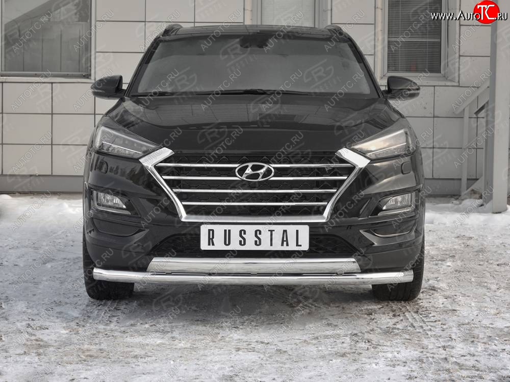 22 949 р. Защита переднего бампера (2 трубы Ø63 и 75х42 мм, нержавейка) Russtal Hyundai Tucson TL рестайлинг (2018-2021)  с доставкой в г. Таганрог