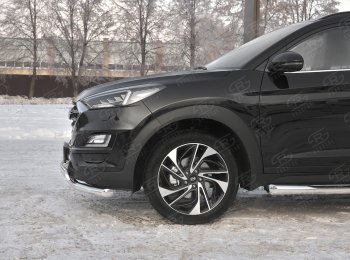 22 949 р. Защита переднего бампера (2 трубы Ø63 и 75х42 мм, нержавейка) Russtal Hyundai Tucson TL рестайлинг (2018-2021)  с доставкой в г. Таганрог. Увеличить фотографию 3