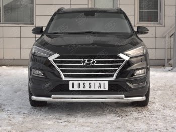 Защита переднего бампера (2 трубы Ø63 и 42 мм, нержавейка) SLITKOFF Hyundai (Хюндаи) Tucson (Туссон)  TL (2018-2021) TL рестайлинг