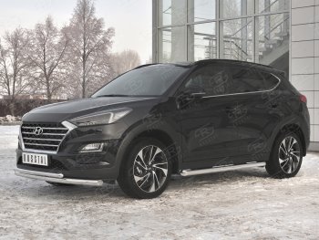 19 599 р. Защита переднего бампера (2 трубы Ø63 и 42 мм, нержавейка) SLITKOFF  Hyundai Tucson  TL (2018-2021) рестайлинг  с доставкой в г. Таганрог. Увеличить фотографию 2