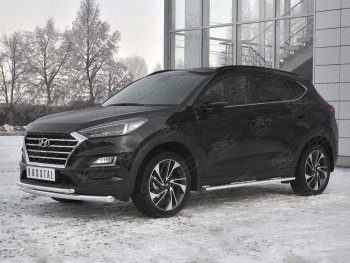 19 549 р. Защита переднего бампера (2 трубы Ø63 и 42 мм, нержавейка) SLITKOFF  Hyundai Tucson  TL (2018-2021) рестайлинг  с доставкой в г. Таганрог. Увеличить фотографию 2