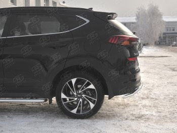 14 899 р. Защита заднего бампера (Ø42 мм волна, нержавейка) SLITKOFF  Hyundai Tucson  TL (2018-2021) рестайлинг  с доставкой в г. Таганрог. Увеличить фотографию 2