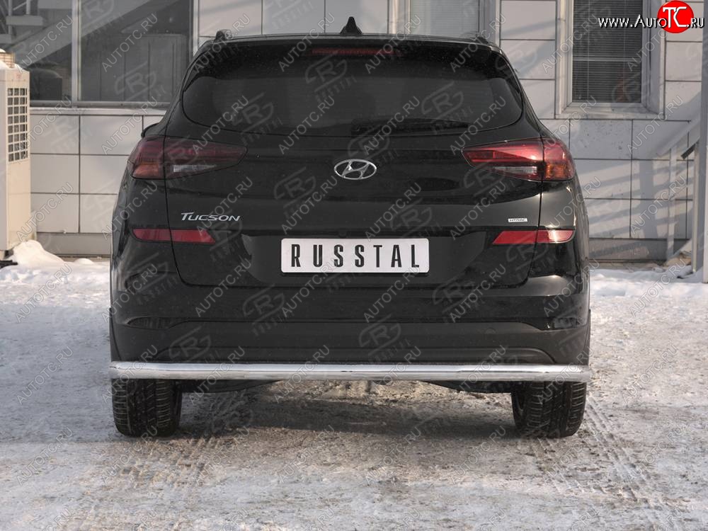 15 349 р. Защита заднего бампера (Ø63 мм, нержавейка) RUSSTAL  Hyundai Tucson  TL (2018-2021) рестайлинг  с доставкой в г. Таганрог