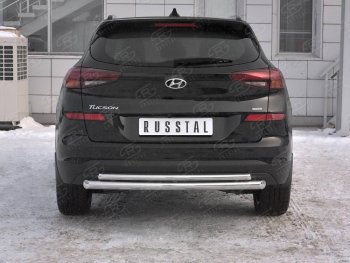 Защита заднего бампера (Ø63/42 мм, нержавейка) SLITKOFF Hyundai (Хюндаи) Tucson (Туссон)  TL (2018-2021) TL рестайлинг