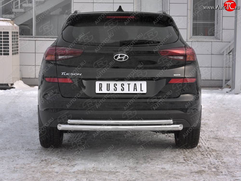 16 999 р. Защита заднего бампера (Ø63/42 мм, нержавейка) SLITKOFF  Hyundai Tucson  TL (2018-2021) рестайлинг  с доставкой в г. Таганрог