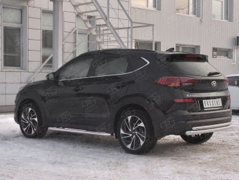 16 999 р. Защита заднего бампера (Ø63/42 мм, нержавейка) SLITKOFF  Hyundai Tucson  TL (2018-2021) рестайлинг  с доставкой в г. Таганрог. Увеличить фотографию 2