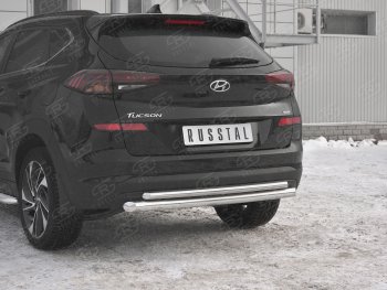 16 999 р. Защита заднего бампера (Ø63/42 мм, нержавейка) SLITKOFF  Hyundai Tucson  TL (2018-2021) рестайлинг  с доставкой в г. Таганрог. Увеличить фотографию 3