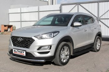 19 449 р. Пороги алюминиевые Slitkoff Hyundai Tucson TL рестайлинг (2018-2021) (Optima Black )  с доставкой в г. Таганрог. Увеличить фотографию 2