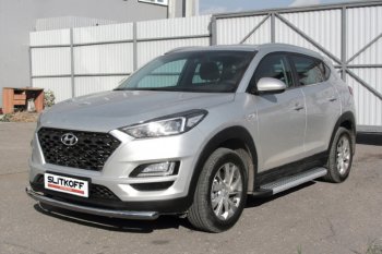 24 999 р. Пороги алюминиевые Slitkoff  Hyundai Tucson  TL (2018-2021) рестайлинг (Standart Silver)  с доставкой в г. Таганрог. Увеличить фотографию 2