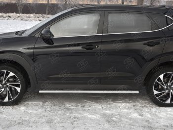 21 749 р. Защита порогов (Ø75x42 мм с проступью, нержавейка) Russtal Hyundai Tucson TL рестайлинг (2018-2021)  с доставкой в г. Таганрог. Увеличить фотографию 2