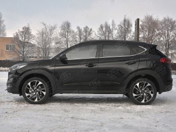 21 749 р. Защита порогов (Ø75x42 мм с проступью, нержавейка) Russtal Hyundai Tucson TL рестайлинг (2018-2021)  с доставкой в г. Таганрог. Увеличить фотографию 3