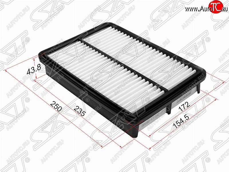 679 р. Фильтр воздушный двигателя SAT (250х172х43.8 mm)  Hyundai Tucson  JM (2004-2010), KIA Sportage  2 JE,KM (2004-2008)  с доставкой в г. Таганрог