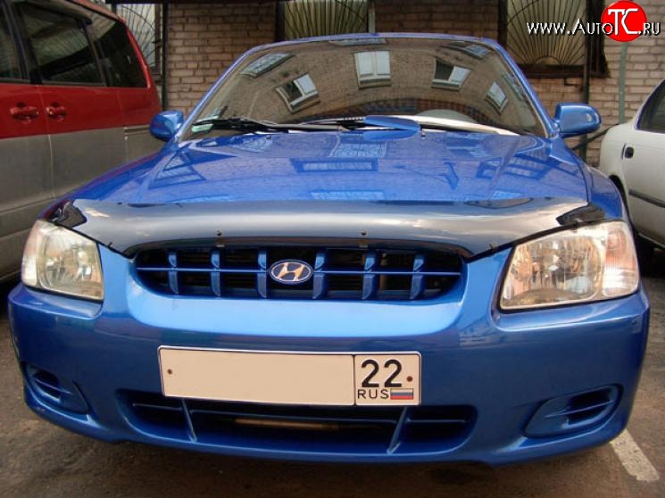 2 699 р. Дефлектор капота NovLine Hyundai Accent седан ТагАЗ (2001-2012)  с доставкой в г. Таганрог