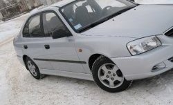 4 099 р. Пороги накладки Style  Hyundai Accent  седан ТагАЗ (2001-2012) (Неокрашенные)  с доставкой в г. Таганрог. Увеличить фотографию 2