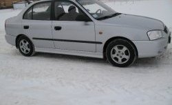 4 099 р. Пороги накладки Style  Hyundai Accent  седан ТагАЗ (2001-2012) (Неокрашенные)  с доставкой в г. Таганрог. Увеличить фотографию 3