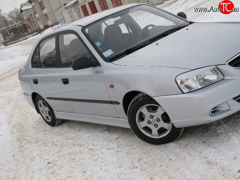 1 299 р. Реснички Classic-Style на фары  Hyundai Accent  седан ТагАЗ (2001-2012) (Неокрашенные)  с доставкой в г. Таганрог