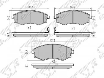 1 149 р. Колодки тормозные SAT (передние)  Hyundai Sonata  EF (2001-2013), SSANGYONG Korando  2 (1996-2006), SSANGYONG Musso (1993-2005), SSANGYONG Rexton  Y200 (2001-2006)  с доставкой в г. Таганрог. Увеличить фотографию 1