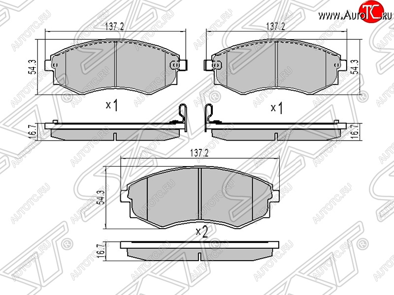 1 149 р. Колодки тормозные SAT (передние)  Hyundai Sonata  EF (2001-2013), SSANGYONG Korando  2 (1996-2006), SSANGYONG Musso (1993-2005), SSANGYONG Rexton  Y200 (2001-2006)  с доставкой в г. Таганрог