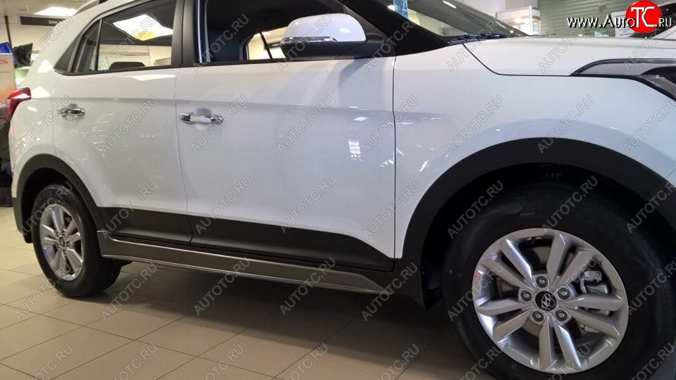 7 349 р. Пластиковые пороги АвтоКрат Hyundai Creta GS рестайлинг (2019-2021) (Неокрашенные)  с доставкой в г. Таганрог