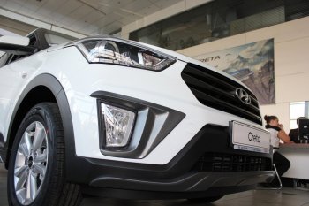 2 269 р. Накладки на ПТФ АвтоКрат Hyundai Creta GS рестайлинг (2019-2021) (Неокрашенные)  с доставкой в г. Таганрог. Увеличить фотографию 2