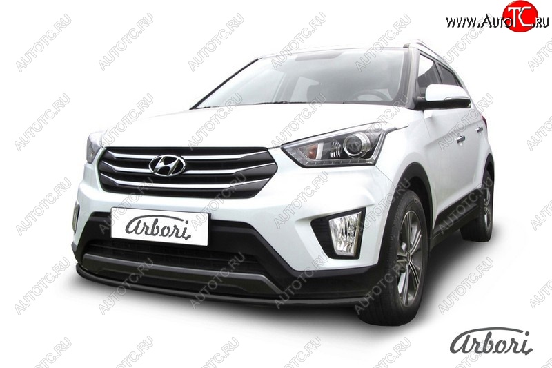 5 399 р. Защита переднего бампера Arbori (черная, 1 труба d42 mm). Hyundai Creta GS рестайлинг (2019-2021)  с доставкой в г. Таганрог