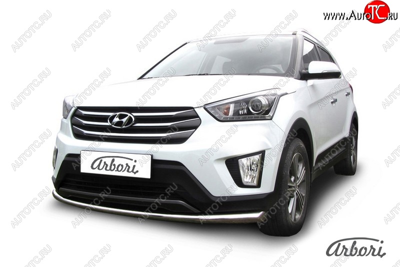 4 899 р. Защита переднего бампера Arbori (нержавейка, 1 труба d57 mm). Hyundai Creta GS рестайлинг (2019-2021)  с доставкой в г. Таганрог