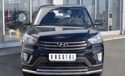 18 349 р. Защита переднего бампера (2 трубыØ63 и 42 мм, нержавейка) SLITKOFF  Hyundai Creta  GS (2015-2021) дорестайлинг, рестайлинг  с доставкой в г. Таганрог. Увеличить фотографию 1