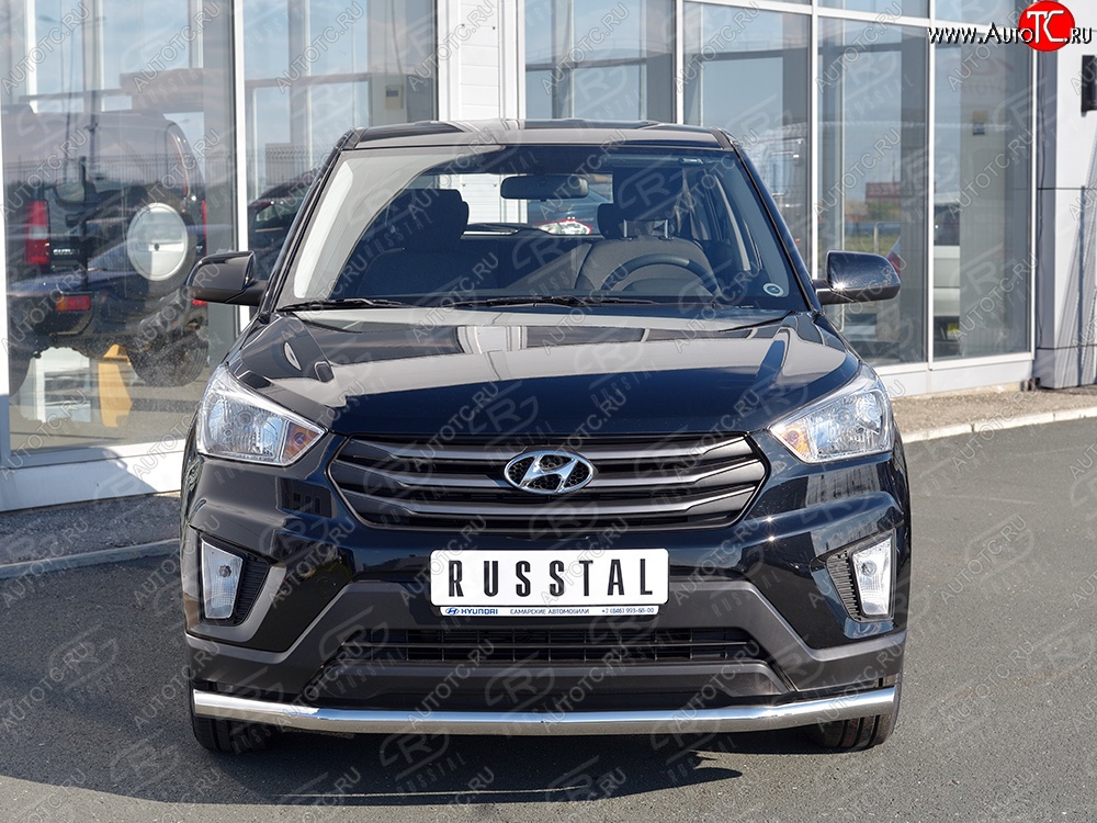 17 349 р. Защита переднего бампера (Ø63 мм, нержавейка) SLITKOFF Hyundai Creta GS рестайлинг (2019-2021)  с доставкой в г. Таганрог