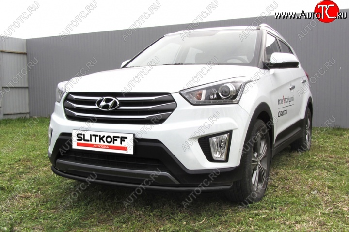 8 349 р. Защита переднего бампер из трубы d42 Slitkoff (дуга) Hyundai Creta GS рестайлинг (2019-2021) (Цвет: серебристый)  с доставкой в г. Таганрог