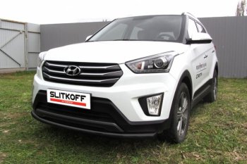 Защита переднего бампера Slitkoff (d57, черная) Hyundai (Хюндаи) Creta (Крета)  GS (2015-2021) GS дорестайлинг, рестайлинг