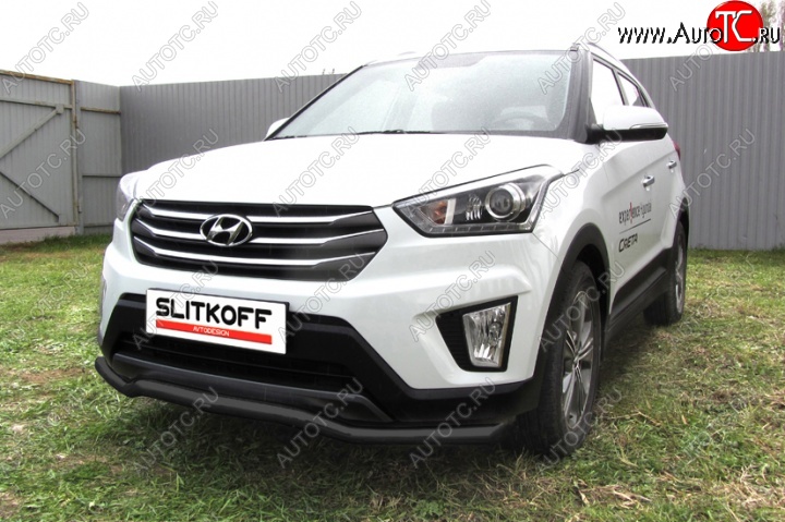 9 849 р. Защита переднего бампер из трубы d57 Slitkoff (волна) Hyundai Creta GS рестайлинг (2019-2021) (Цвет: серебристый)  с доставкой в г. Таганрог