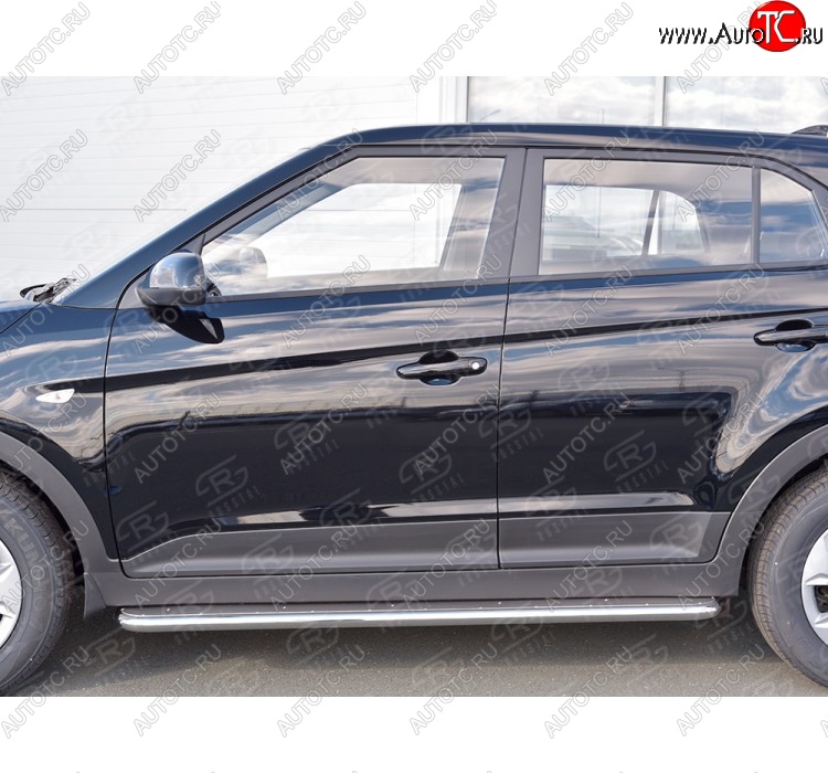 38 999 р. Порожки для ног (труба Ø42) SLITKOFF Hyundai Creta GS дорестайлинг (2015-2019) (Вариант 3 (лист нерж, проф. нерж))  с доставкой в г. Таганрог