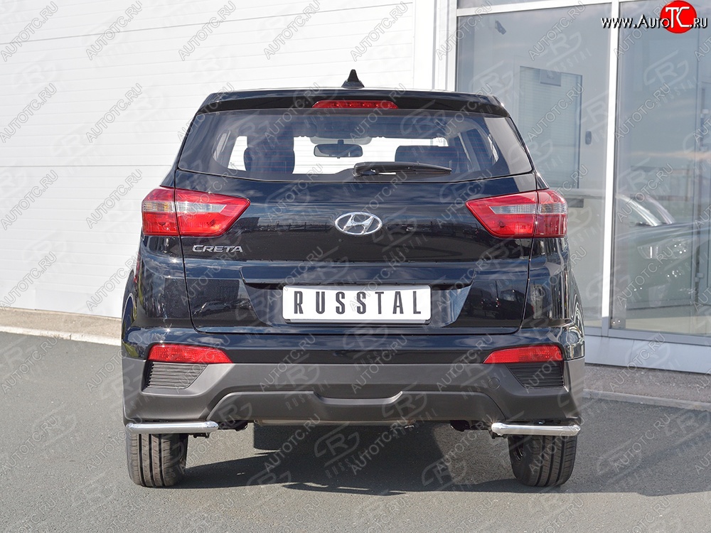 12 599 р. Защита заднего бампера (Ø42 мм уголки, нержавейка) SLITKOFF  Hyundai Creta  GS (2015-2021) дорестайлинг, рестайлинг  с доставкой в г. Таганрог