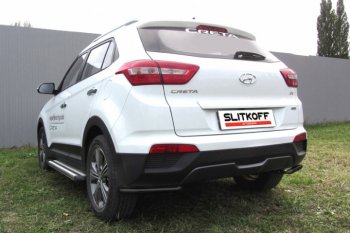 6 449 р. Защита заднего бампера из уголков d42 Slitkoff  Hyundai Creta  GS (2015-2021) дорестайлинг, рестайлинг (Цвет: серебристый)  с доставкой в г. Таганрог. Увеличить фотографию 1