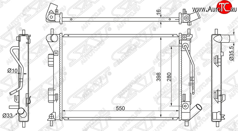 5 749 р. Радиатор двигателя SAT (трубчатый, МКПП/АКПП) Hyundai Elantra MD дорестайлинг (2010-2013)  с доставкой в г. Таганрог