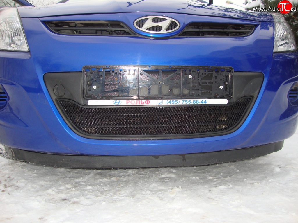 1 469 р. Сетка на бампер Russtal (черная)  Hyundai i20  PB (2008-2012) хэтчбэк дорестайлинг  с доставкой в г. Таганрог