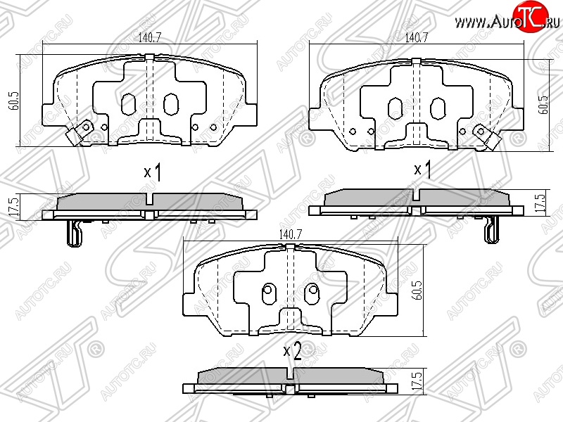 1 299 р. Колодки тормозные SAT (задние)  Hyundai I30  2 GD (2011-2017), Hyundai Veloster  FS (2011-2018), KIA Optima  3 TF (2010-2016)  с доставкой в г. Таганрог