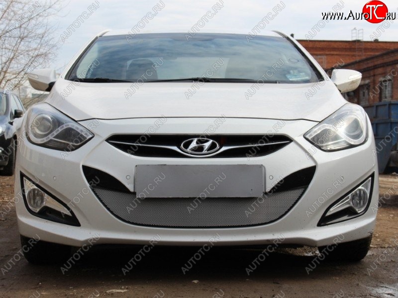 1 539 р. Защитная сетка на бампер Russtal (хром)  Hyundai I40  1 VF (2011-2019) дорестайлинг седан, рестайлинг седан, рестайлинг универсал  с доставкой в г. Таганрог