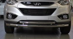 11 899 р. Двойная защита переднего бампера из труб диаметром 63 и 51 мм Petroil Tuning  Hyundai IX35  LM (2009-2018) дорестайлинг, рестайлинг (Нержавеющая полированная сталь)  с доставкой в г. Таганрог. Увеличить фотографию 3