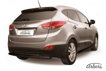 Защита заднего бампера Arbori (черная, 2 трубы d57 и 42 mm). Hyundai IX35 LM дорестайлинг (2009-2013)