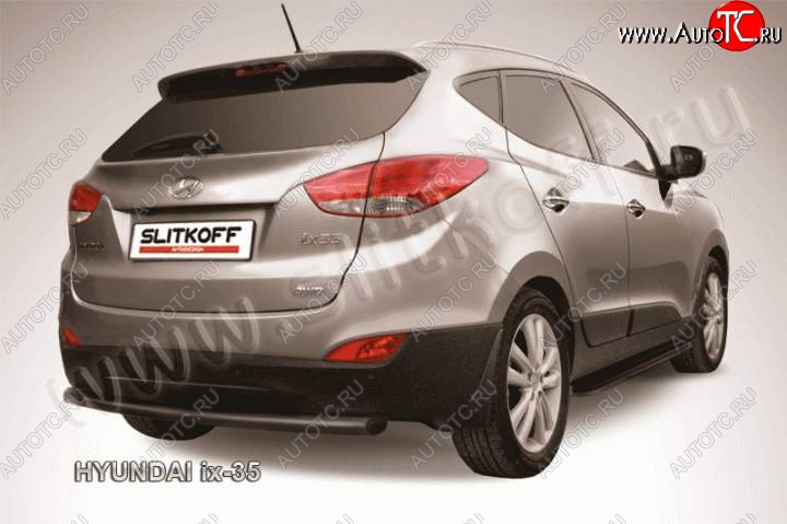 6 449 р. Защита заднего бампера из трубы d57 Slitkoff Hyundai IX35 LM дорестайлинг (2009-2013) (Цвет: серебристый)  с доставкой в г. Таганрог