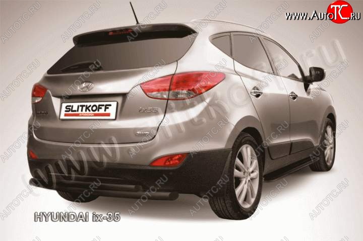 7 999 р. Защита заднего бампера из труб d57+d42 Slitkoff Hyundai IX35 LM дорестайлинг (2009-2013) (Цвет: серебристый)  с доставкой в г. Таганрог