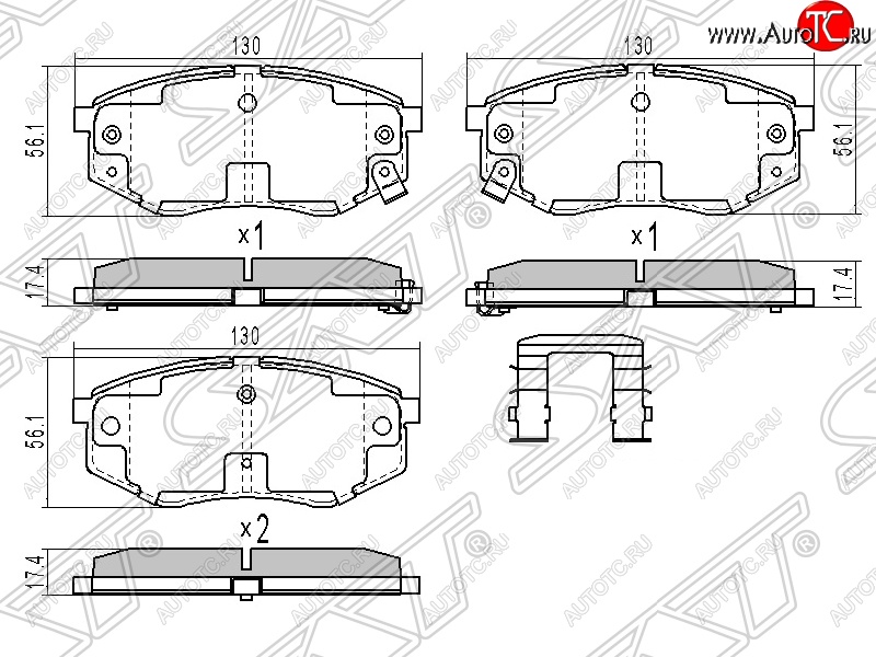 1 189 р. Колодки тормозные SAT (передние)  Hyundai IX35  LM (2009-2018), Hyundai Sonata  YF (2009-2014), Hyundai Tucson  LM (2010-2017), KIA Carens  FC, RS (1999-2006), KIA Sportage  3 SL (2010-2016)  с доставкой в г. Таганрог