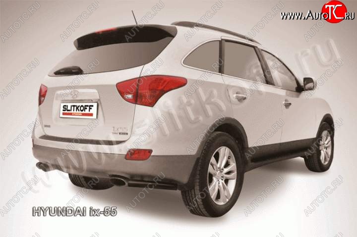 4 949 р. Защита заднего бампера из уголков d57 Slitkoff  Hyundai IX55  EN (2006-2013) (Цвет: серебристый)  с доставкой в г. Таганрог